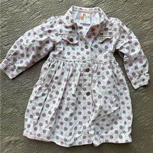 Vintage White Floral Button-Front Toddler Cotton Dress